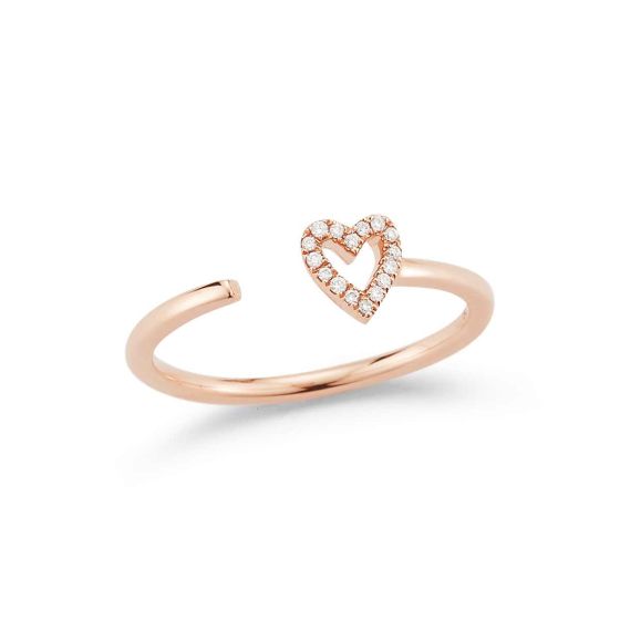 Dana Rebecca 14K Rose Gold Single Diamond Heart Ring R1014-ROSE