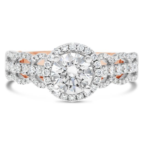 Size View Sereena Engagement Ring Setting with Three Rows of Diamonds & Diamond Halo 
