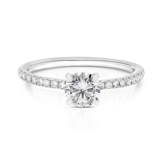 Momenti 14K White Gold 0.70 ct Round Brilliant Diamond Solitaire Ring 