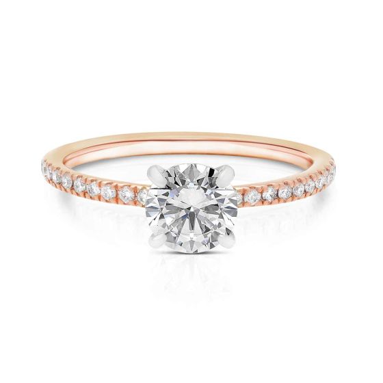 Momenti 14K Rose Gold 0.90 ct Round Brilliant Diamond Solitaire Ring