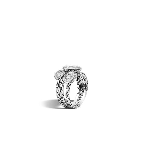John Hardy Dot Hammered Silver with Diamonds Transformable Ring 