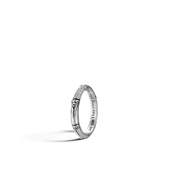 RBP5055DIX7 John Hardy Bamboo Sterling Silver Band Ring with Diamonds 