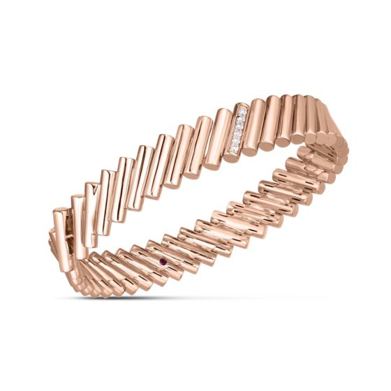 Roberto Coin 18K Rose Gold Domino Collection Diamond Accent Bangle