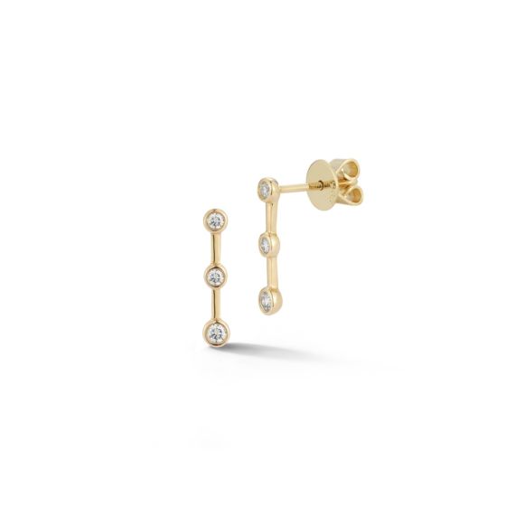 Dana Rebecca 14K Yellow Gold Lulu Jack Bezel Interval Bar Stud Diamond Earrings 