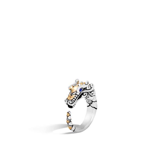 John Hardy Legends Naga Brushed Silver and 18K Gold Ring 