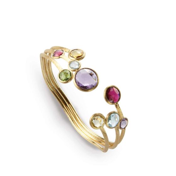 Marco Bicego Jaipur Color 18K Yellow Gold & Mixed Gemstones Three Row Bangle SB51 MIX01 Y 02