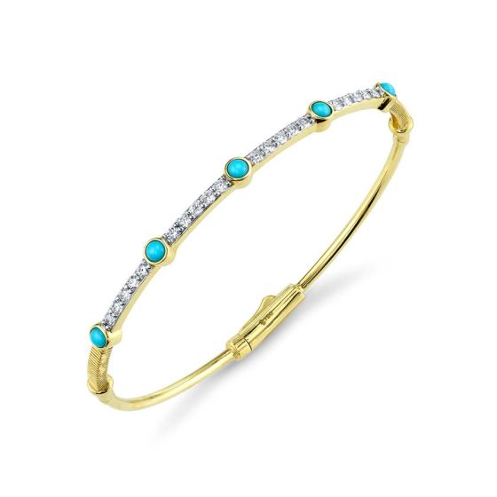 Sloane Street Yellow Gold Diamond Turquoise Bracelet SS-B006F-TQ-WDCB-Y