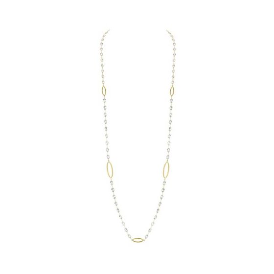 Sloane Street Yellow Gold White Topaz Long Necklace SS-CH007C-WT-Y