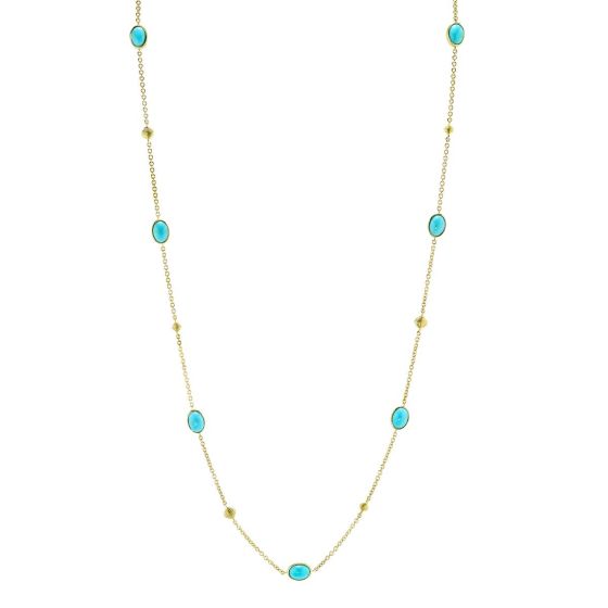 Sloane Street 18K Yellow Gold Turquoise By The Yard Chain Necklace 34”