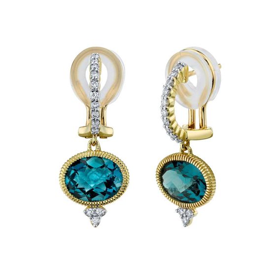 Sloane Street Yellow Gold Topaz Diamond Earrings SS-E003C-LB-WDCB-Y