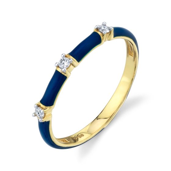 Sloane Street 18K Yellow Gold Blue Enamel Diamond Band 