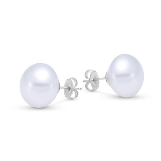 James Free 18K White gold 15MM Pearl Earrings. - FINAL SALE