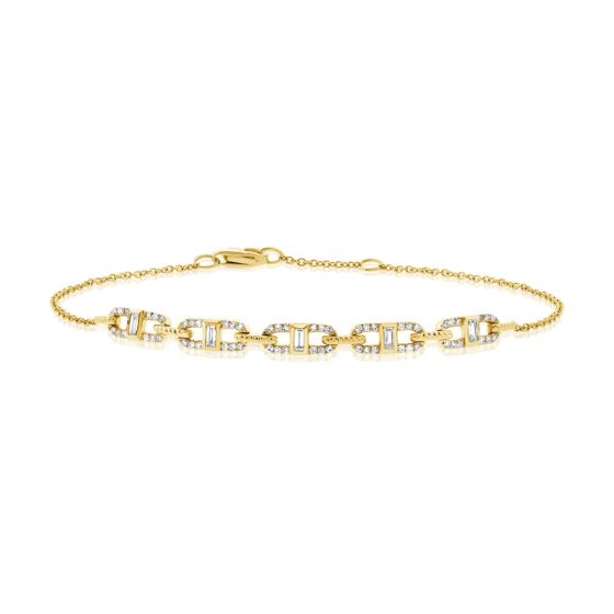 James Free 14K Yellow Gold Nautical Link Diamond Bracelet 