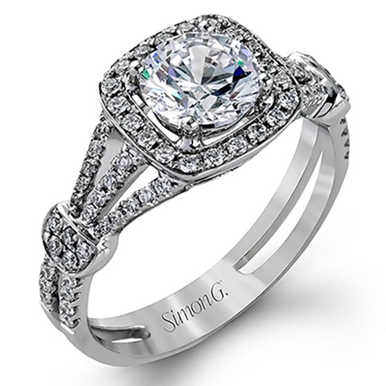 Simon G Passion 18k White Gold 0.38ct Diamond Semi Mount Engagement Ring