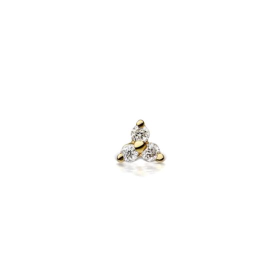 Maria Tash 18K Yellow Gold Diamond Trinity Threaded Ear Stud 6.5MM