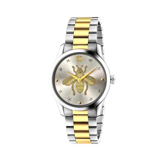 Gucci Yellow Gold And Steel G-Timeless Watch With Bee Motif 38mm YA1264131