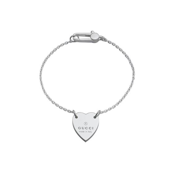 Gucci Sterling Silver Trademark Heart Bracelet 