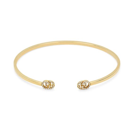 GG Cuff Bracelet with Diamond G's in 18kt Yellow Gold YBA481662001