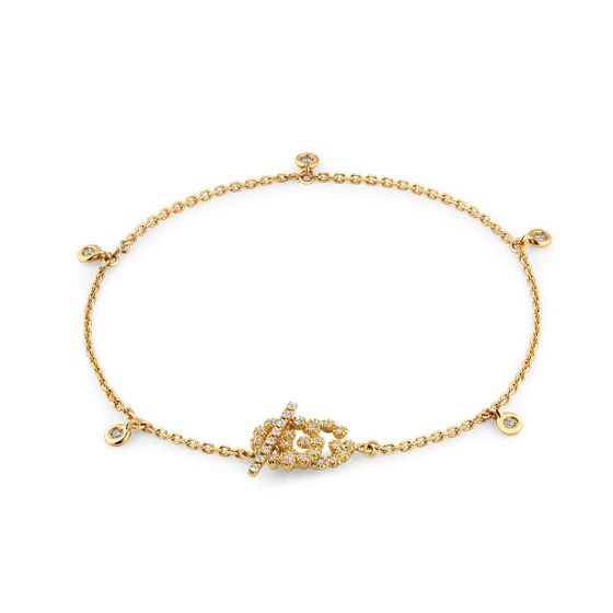 Gucci Running G Yellow Gold Diamond Toggle Bracelet YBA481671001