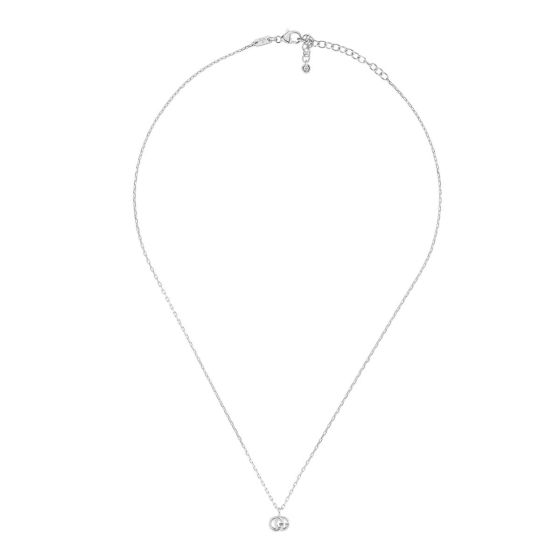 Gucci Running GG Solid 18K White Gold Necklace with Diamond