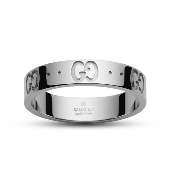 Gucci Icon Ring with GG Motif Design in 18kt White Gold