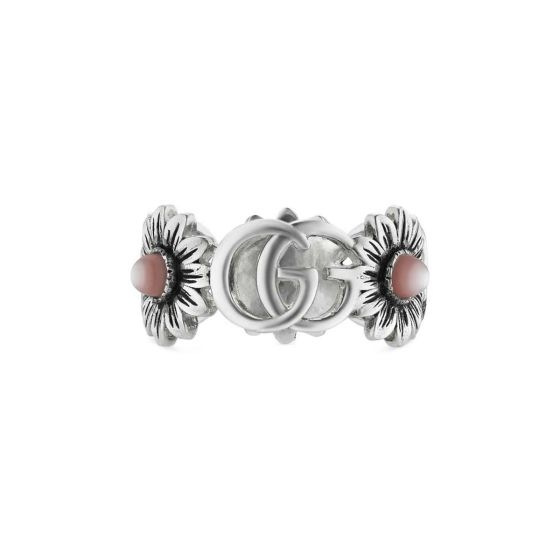 Gucci Sterling Silver GG Marmont Mother-of-Pearl Ring