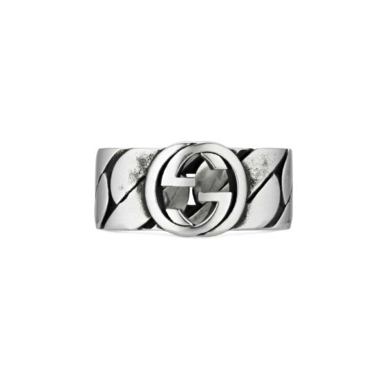 Gucci Sterling Silver Interlocking G 8MM Ring 