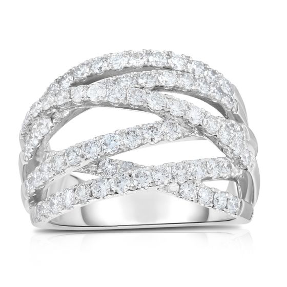 James Free 14K White Gold Multi Crossover Diamond Ring 