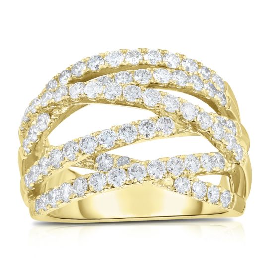 James Free 14K Yellow Gold Multi Crossover Diamond Ring 