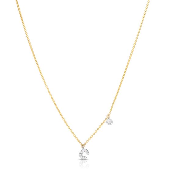 James Free 14K Yellow Gold "C" Initial Diamond Pendant Necklace 