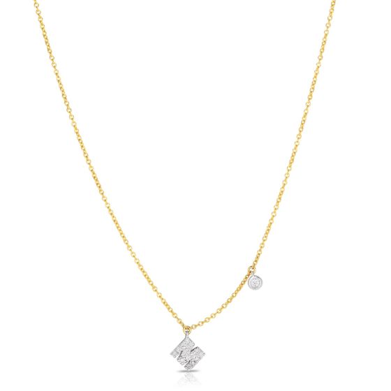 James Free 14K Yellow Gold "M" Initial Diamond Pendant Necklace 