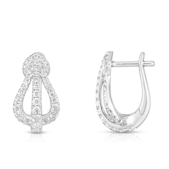 James Free 14K White Gold Three Row Diamond Huggies 