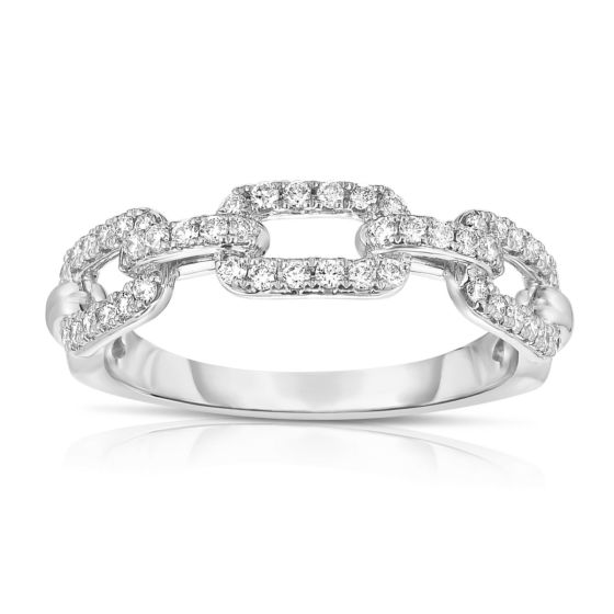 James Free 14K White Gold Open Link Diamond Ring 