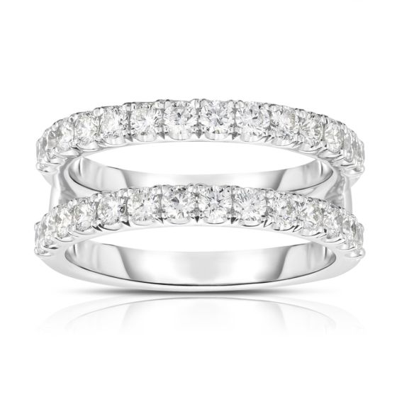 James Free 14K White Gold Two Row Diamond Ring 