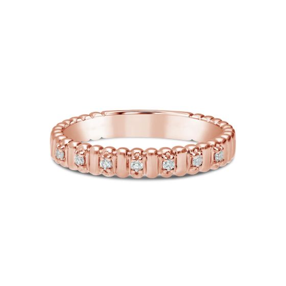James Free Jewelers 14K Rose Gold Fluted 7 Diamond Ring