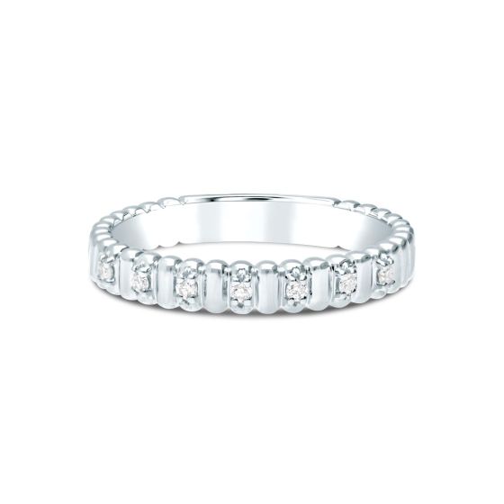 James Free Jewelers 14K White Gold Fluted 7 Diamond Ring