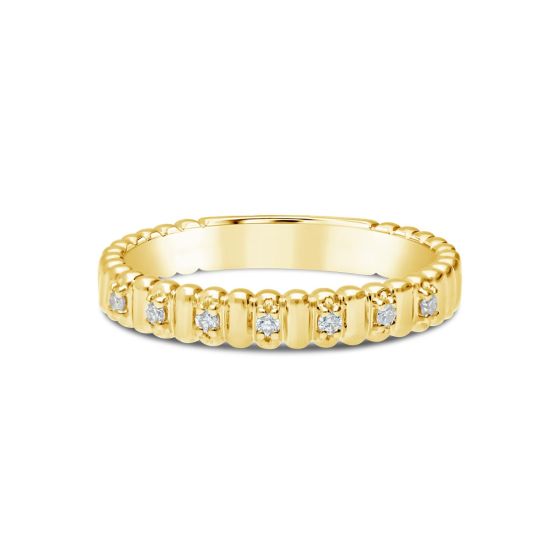 James Free Jewelers 14K Yellow Gold Fluted 7 Diamond Ring