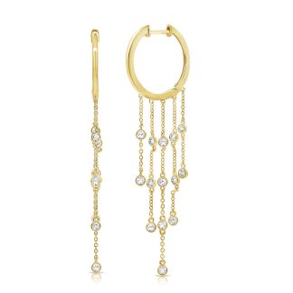James Free 14K Yellow Gold Dangle Hoop Diamond Earrings