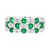 James Free Jewelers White Gold Three Row Diamond & Emerald Band