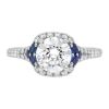 Jack Kelege Platinum Diamond Halo & Blue Sapphire Engagement Ring Setting