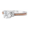 Jack Kelege Two-Tone Diamond Solitaire Engagement Ring With Twisted Shank