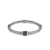 John Hardy Classic Chain Silver Link Bracelet with Four Black Sapphire Stations