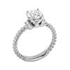 Jack Kelege White Gold Diamond Shoulder Accent Twisted Side Solitaire Engagement Ring