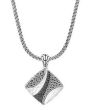 John Hardy Classic Chain Silver Hammered Pendant Necklace With Black Sapphire